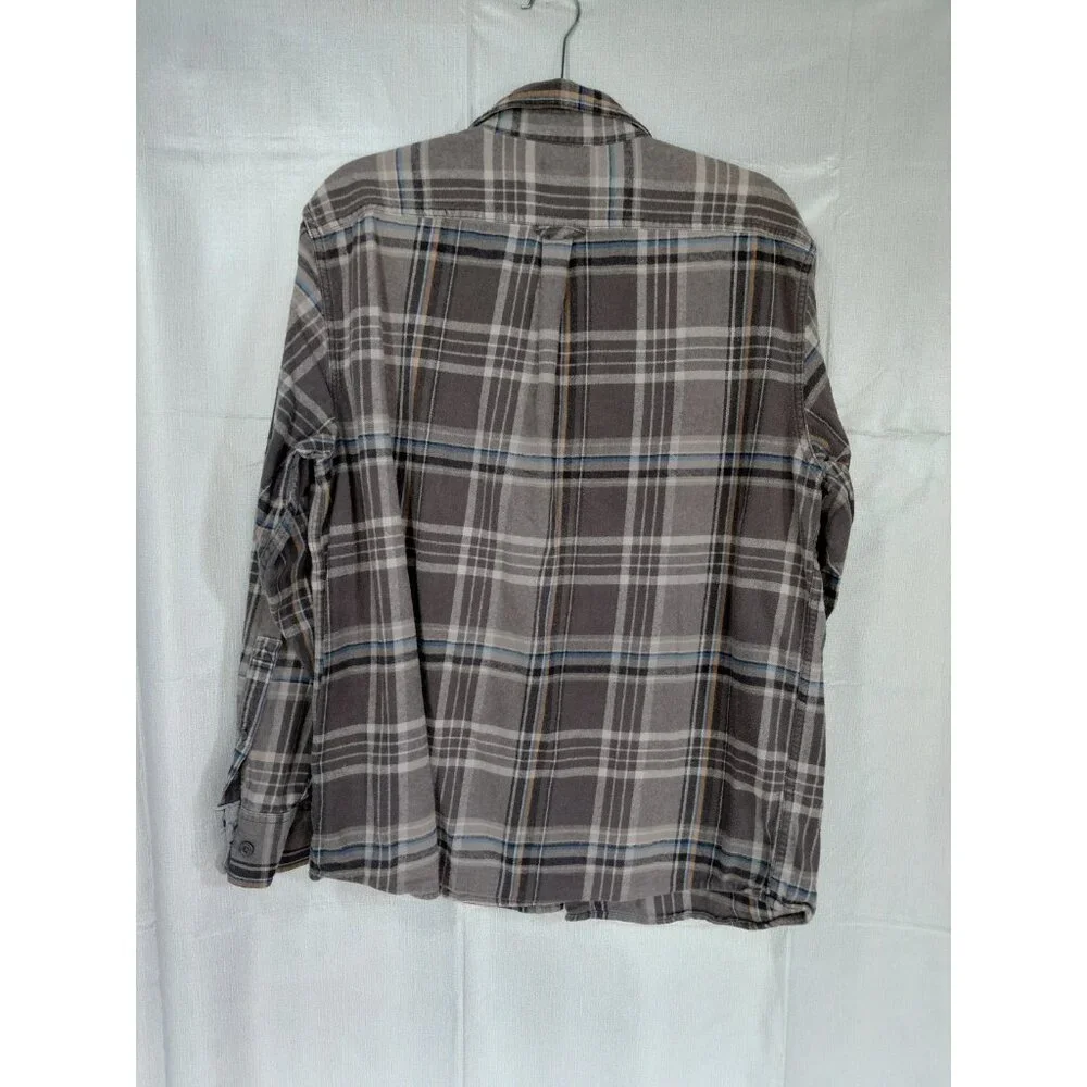 Eddie Bauer Plaid Flannel Button Up Shirt‎ Men's XXL Gray Lightweight Shacket